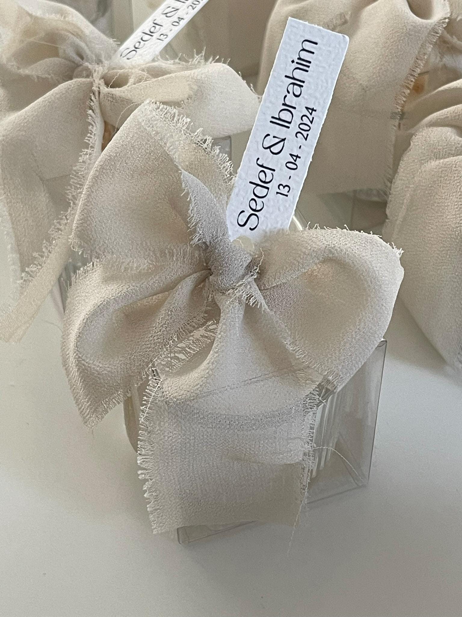 Personalized Candle Gift Box with Ribbon | Bow-Tie Candle | Wedding, Baby Shower, PartyFavor