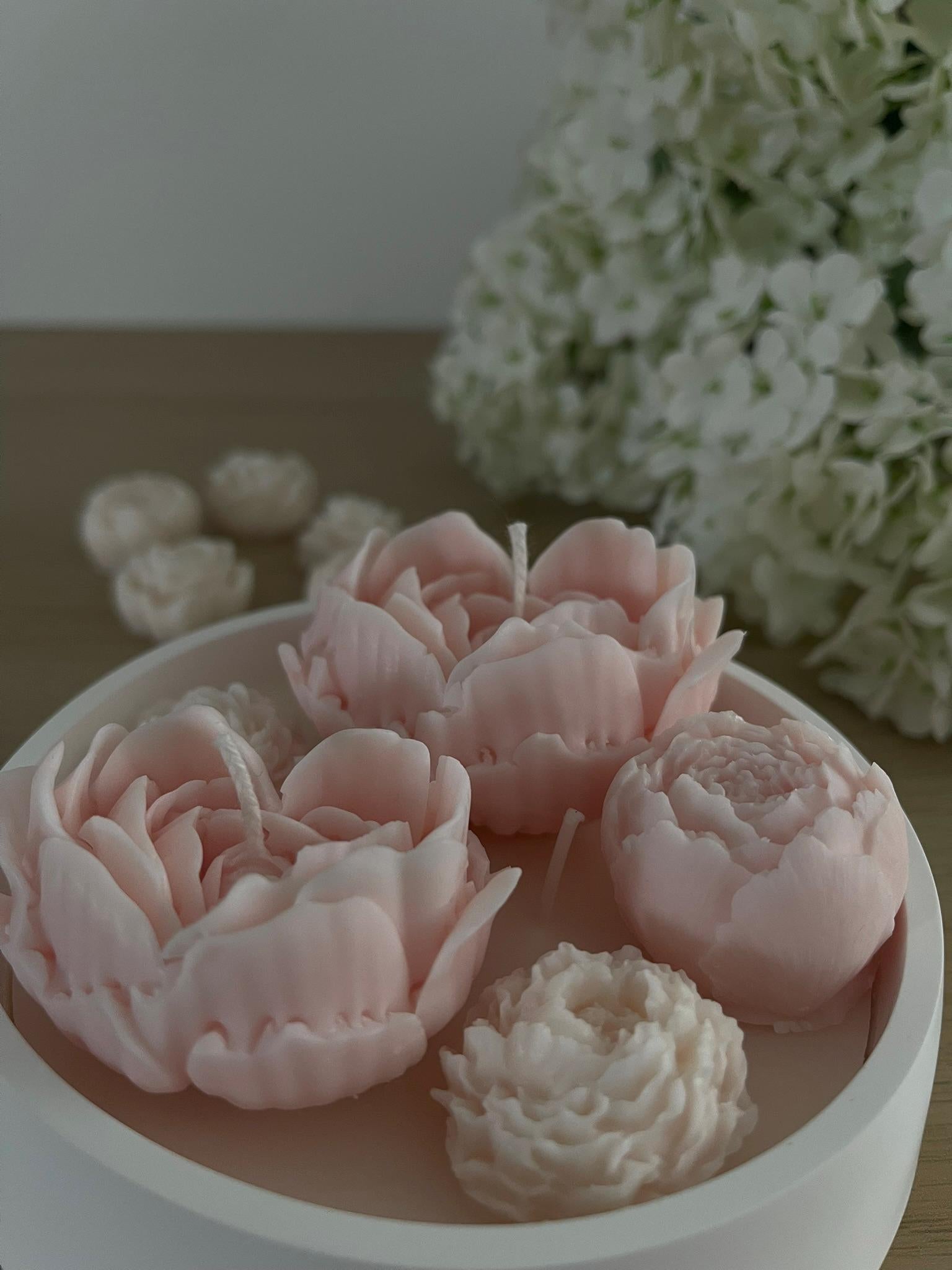 Handmade Flower Candle | Peony & Rose Design | Elegant Decorative Candle | Romantic Gift for Her | Aesthetic Home Decor