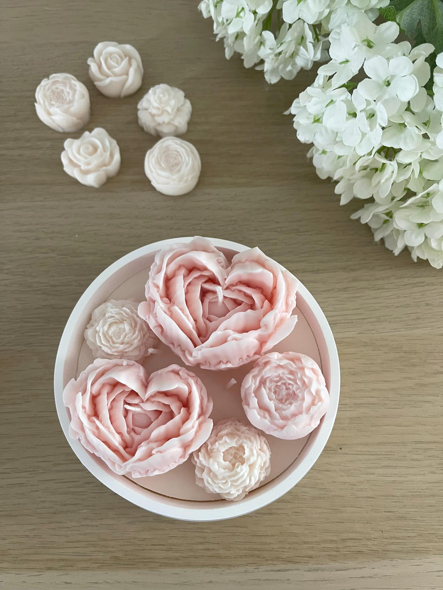 Handmade Flower Candle | Peony & Rose Design | Elegant Decorative Candle | Romantic Gift for Her | Aesthetic Home Decor