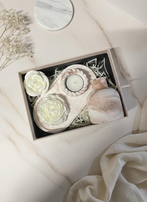 Luxury Handmade Home Decor Set | Rope-Detail Coasters, Vase, Tealight Holder & Flower Candles